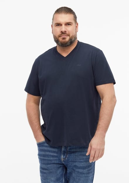 Zachte V-hals T-shirt van katoenjersey met logodetail s.Oliver