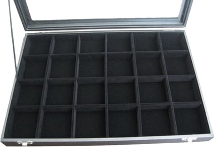 Ilènne - Sieradendoos / Juwelendoos - 24 vakken - Zwart - 35x24x5 cm - Met deksel