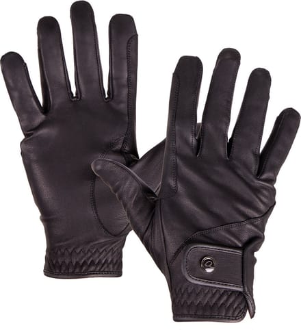 QHP Rijhandschoenen Leather Pro Zwart - L