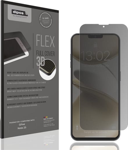 dipos FLEX – Matte Privacy Screenprotector geschikt voor GFive Note 25 | Volledige Schermbescherming | Case-Friendly
