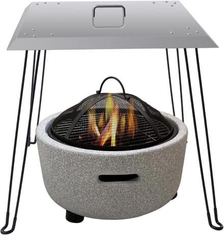 Vuurplaat Afdekking - Warmte Deflector - Buiten Verwarmen - Inklapbare Poten - 61 x 61 cm - Zilver