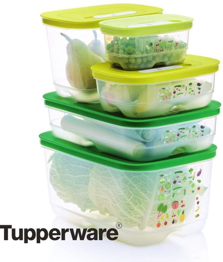 Tupperware FridgeSmart - 5-delige set - Vershoudbakjes - Groen