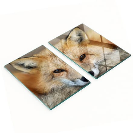 Set van snijplanken van gehard glas met vossenafbeeldingen, 2x40x52 cm