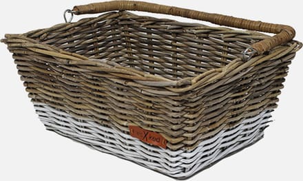 Wicked - Fietsmand - Boodschappen Mand - Rotan - Licht Bruin met witte rand - 22,5L