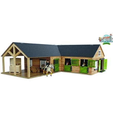 Kids Globe - Horse Corner Stable with 3 Boxes and Storage 1:24