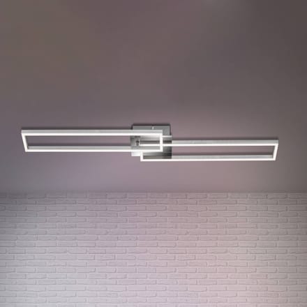 Briloner Frame LED plafondlamp, afstandsbediening, chroom