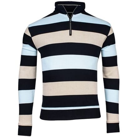Baileys Trui Half Zip Piqué Doubleface Yarn Dyed Two-Tone Stripes Navy / male
