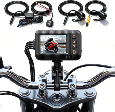 Motor Dashcam - Dubbele Lens Camera - Veilig Rijden - IP67 Waterdicht - 2 Inch Scherm - Zwart