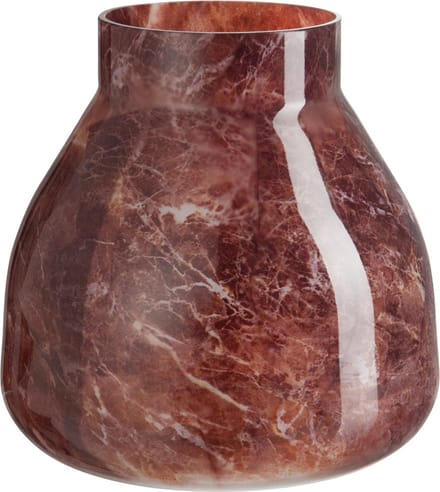 J-line Vaas Marmerlook Glas Bruin 20X20X19Cm