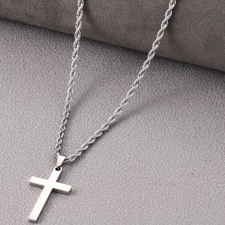 VANDAAG VERZONDEN - Ketting - Staal - Kruis 4cm - Christelijk - Zilver