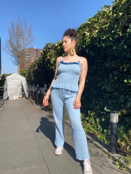 Rib Knitted Broek & Top Lounge Set