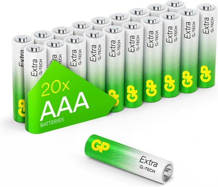 GP Extra Alkaline AAA batterijen - 20 stuks batterijen AAA (Micro/ LR03) - Batterij AAA met nieuwe G-TECH Technologie