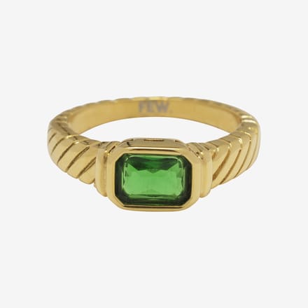 Essenza Green Stone Ring Gold Size 6