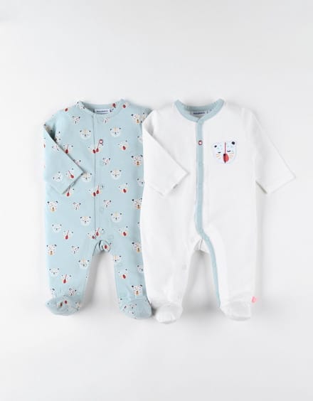 Noukie's - 2 pack - Pyjama's - Aqua , ecru - tijger - 9 maand 74