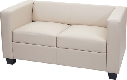 2-zits bank loungebank Lille ~ kunstleer, crème