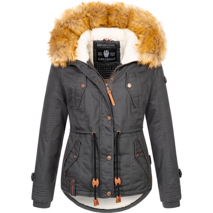 Navahoo Dames Winterjas Pearl – Korte Parka met Teddyfleece & Afneembare Bontkraag