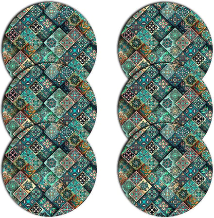 Bertoni - Placemats - tafelmatten set van 6 stuks - rond - 33 cm, Mix kleur - Ontwerp: Estera