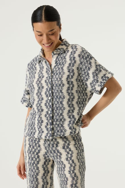 GARCIA Dames Effen Blouse Wit Korte mouw