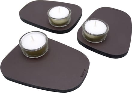 NOOBLU PEBL waxinelichthouder - Chocolate brown - set van 3