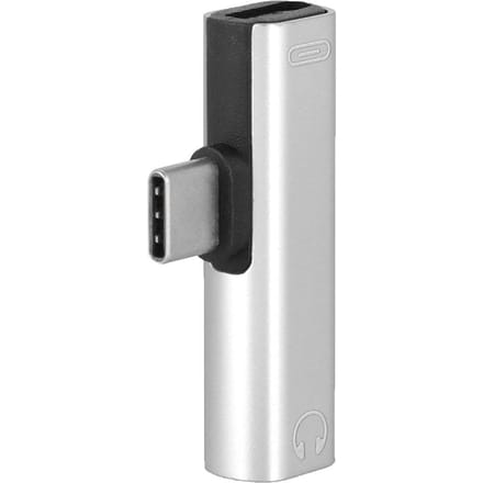 2-in-1 Type C naar 3,5 mm jack hoofdtelefoon USB-oplaadconverter Multifunctionele transverter Zilver