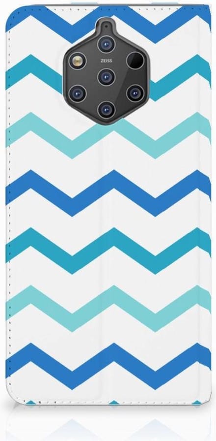 Nokia 9 PureView Hoesje met Magneet Zigzag Blauw