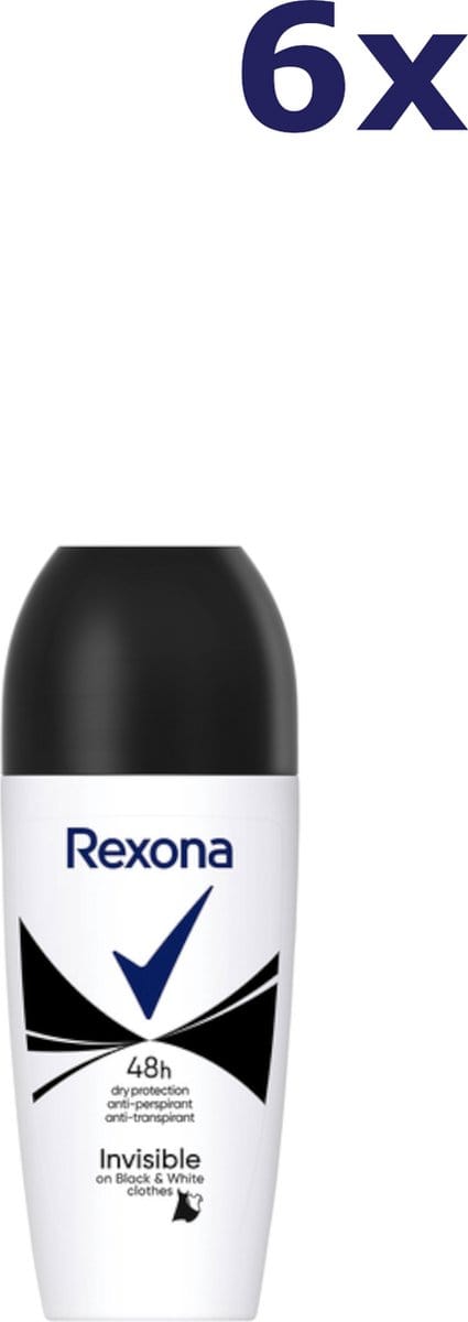 6x Rexona Deo Roller Invisible Black White 50ml