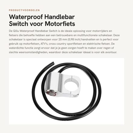 Dailygoods - Waterproof Handlebar Switch voor Motorfiets en Fiets - 25mm Verlichting Schakelaar
