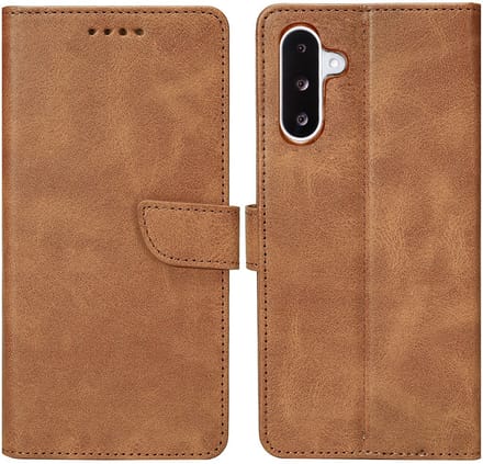 Rixus Bookcase For Samsung Galaxy A26, A17 Light Brown