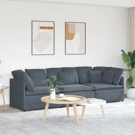 vidaXL - Modulaire - bank - met - kussens - fluweel - donkergrijs
