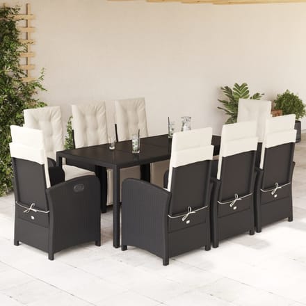 vidaXL - 9-delige - Tuinset - poly - rattan - zwart
