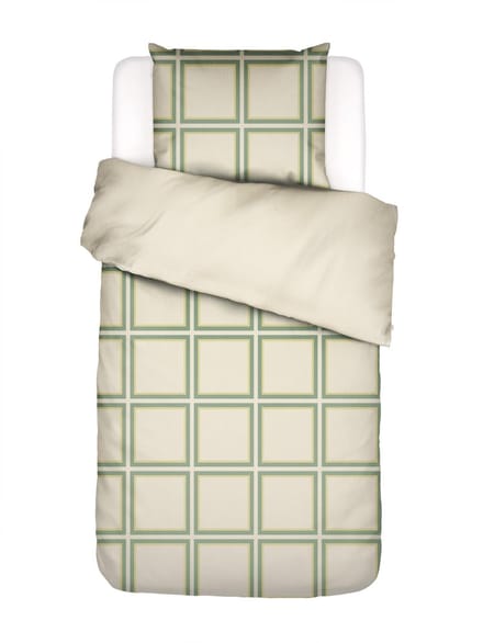Essenza Luca Dekbedovertrek Katoensatijn Basil green - Eenpersoons – 140x200/220 cm