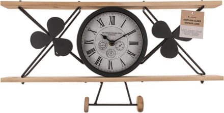Ootb - Wandklok - Vintage Vliegtuig Design - Metaal 60 cm