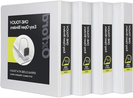 Ringbanden - Mappen Ordners - Documenten Organiseren - One-Touch Easy Open D-ringen - 3 cm - Wit