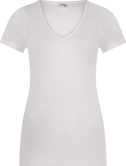Dames ondershirt Beeren met V-hals en korte mouw M3000 Wit - maat M