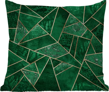 Buitenkussen - Smaragd - Goud - Abstract - Patronen - 45x45 cm - Weerbestendig