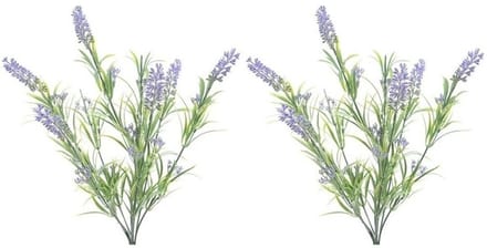 Lavendel kunstplant bundeltje - 2x - bosje - paars - 44 cm -