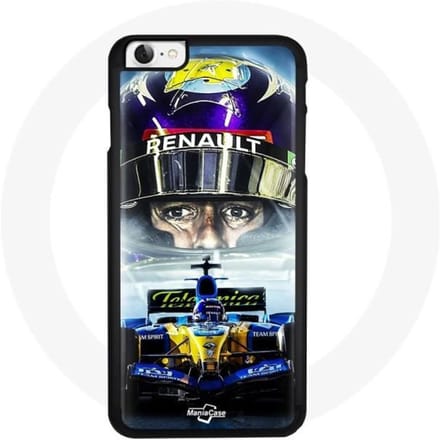 Coque iPhone 4 - Renault - Formula 1 - Rigide - Bleu - Jaune jaune