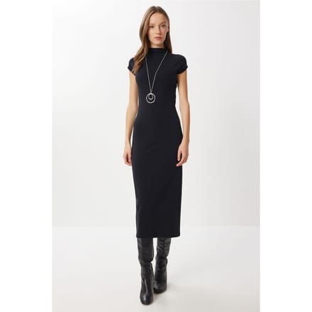Bodycon midi-jurk met halve turtleneck