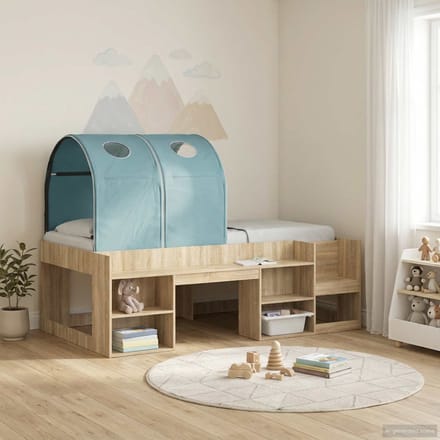 vidaXL - Bedtunnel - voor - kinderbedden - 2 - st - Lichtblauw - Polyester