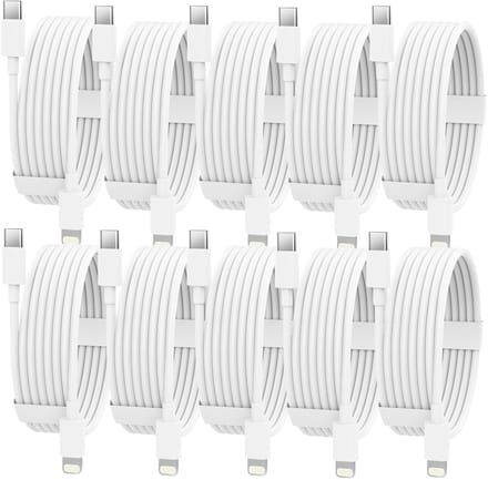 USB C naar Geschikt voor: USB Lightning Kabel - 2 Meter Oplaadkabel 10x - Snel Lader USB-C Oplader - Wit