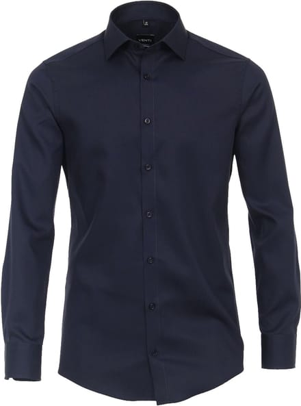 VENTI modern fit overhemd - twill - blauw - Strijkvriendelijk - Boordmaat: 41