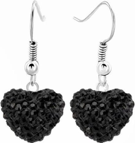 Fako Bijoux® - Oorbellen - Disco Dots - Hanger - Hart - Zwart
