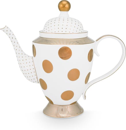 Pip Studio Theepot Dot Delight - Theekan - Wit/ Goud - 1,25l