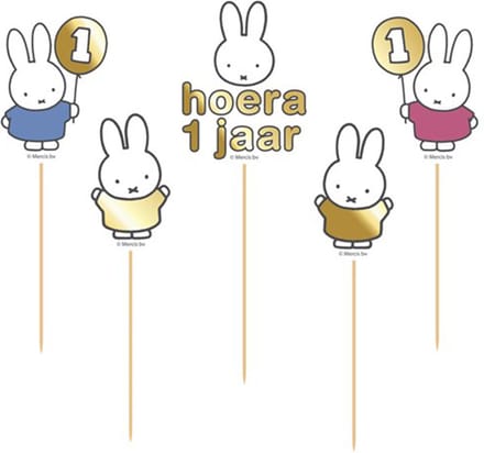 Haza Original Caketopper Nijntje 1 Jaar 14 Cm Papier 5 Stuks