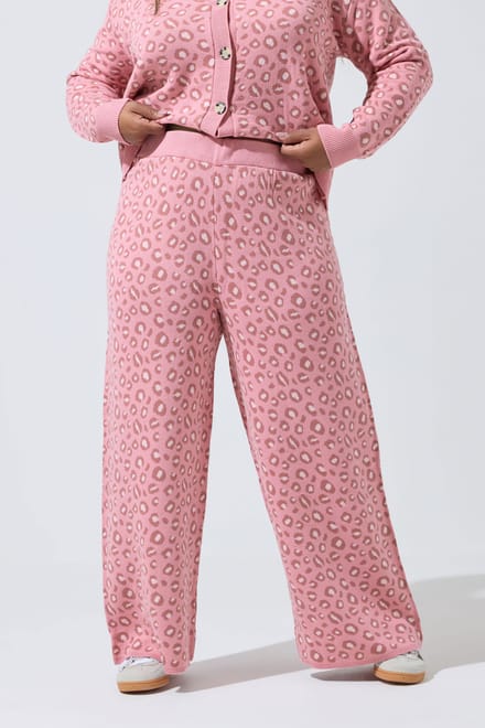 Limited Collection Roze Luipaardprint Wijde Broek Size 46-48