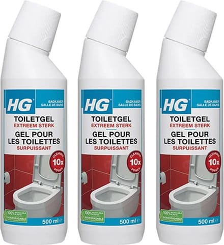 HG toiletgel extra sterk - 3 stuks + gratis KD spons