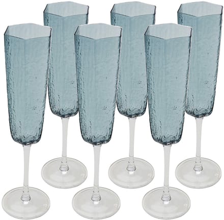 Champagneglazen Cascata blauw (6/Set) Kare Design