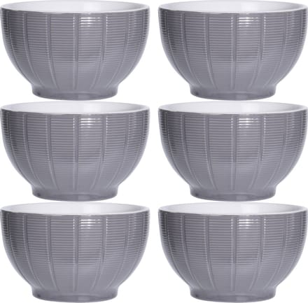 Excellent Houseware Soepkommen/serveer schaaltjes - 6x - Venice- keramiek - D14 x H8 cm - steengrijs