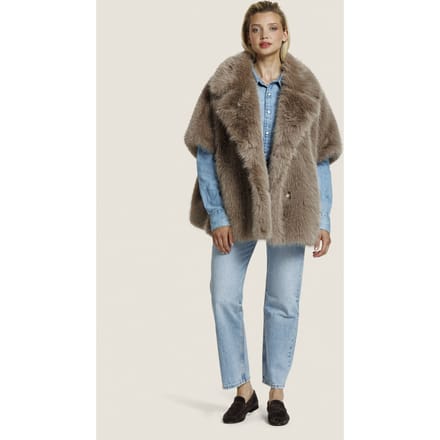 ALTER EGO Elin Jacket Taupe Größe: S | Kunstfell-Jacken Outlet | Damen | Schwarz