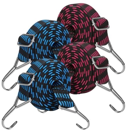 Set van 4 verstelbare elastische spanbanden met haken - 100 cm - extra sterk en duurzaam